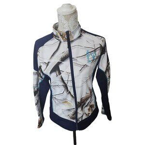 Huntworth Full Zip Jacket womens Medium Oak Tree Camo Navy Gray mock neck Medium